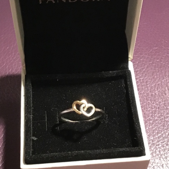 Pandora Two-Tone Interlocking Hearts Ring - Picture 2 of 9